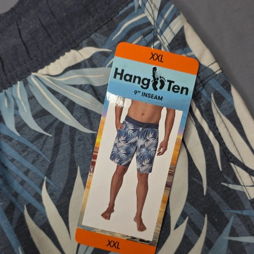 Hang Ten Men's XXL Blue White Floral Swim Shorts 9